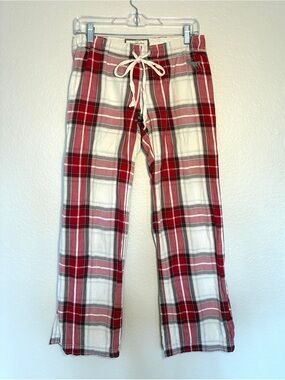 VTG Abercrombie & Fitch 100% Cotton Red/White Moose Logo Plaid Pajama Pants Y2K